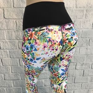 Brazilian Leggings- High Black Waist & Floral Body